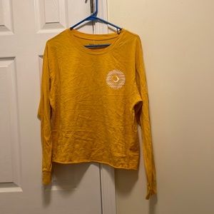Women’s Yellow Long-Sleeve Sun Moon & Stars Cropped Tee by Rebellious One. 1X.